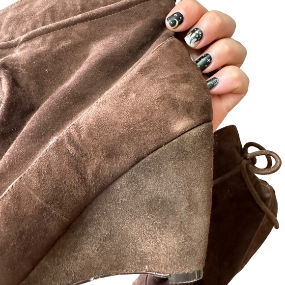 BCBG Suede Mixx Wedge Heel Ankle Booties in Dark Brown in Size US 6 / EU 36 - Picture 15 of 16